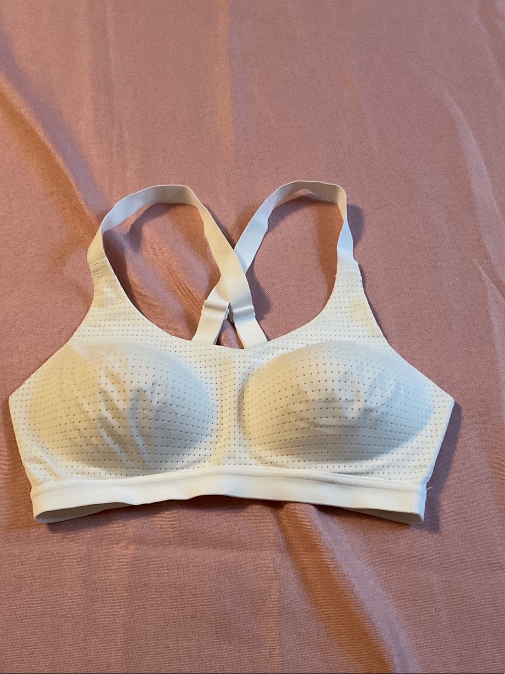 PINK Victoria's Secret White Perforated Wireless Sports Bra